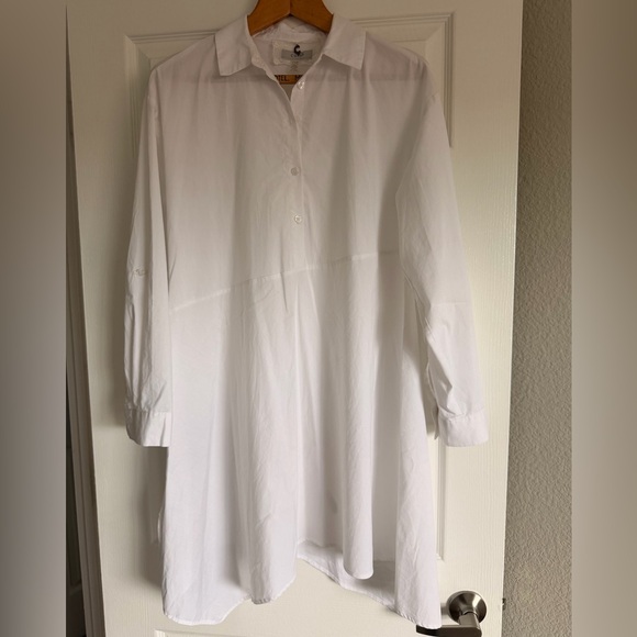 Cupio Roll Sleeve Asymmetrical Hem Tunic Size S in White - Picture 3 of 12